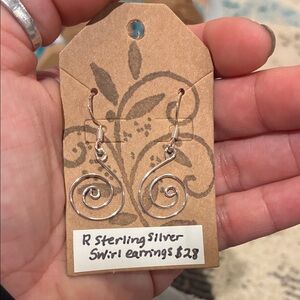 Sterling Silver Swirl Drop Earrings - Silver